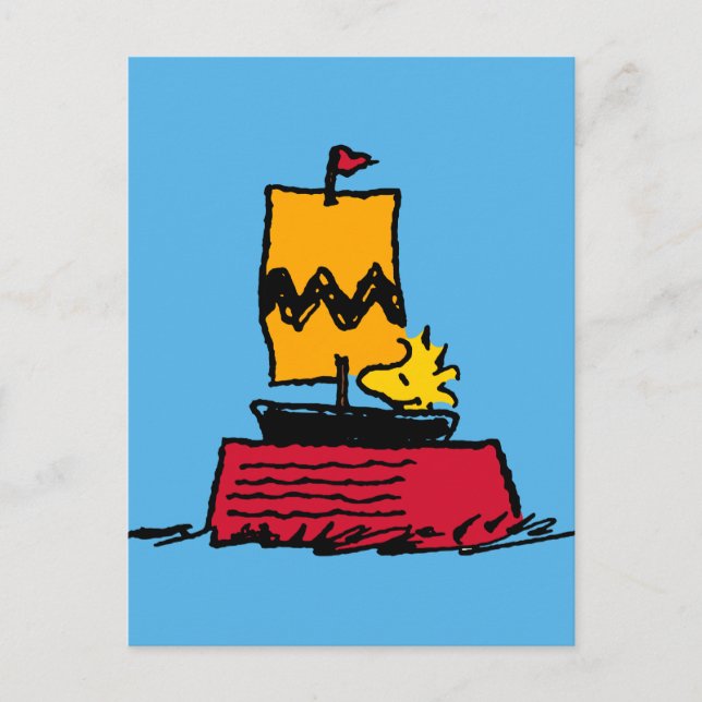 Peanuts | Woodstock Snoopy Dish Sail Boat Postcard (Front)