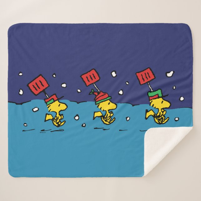Peanuts | Woodstock Snow Shovel Team Sherpa Blanket (Front (Horizontal))