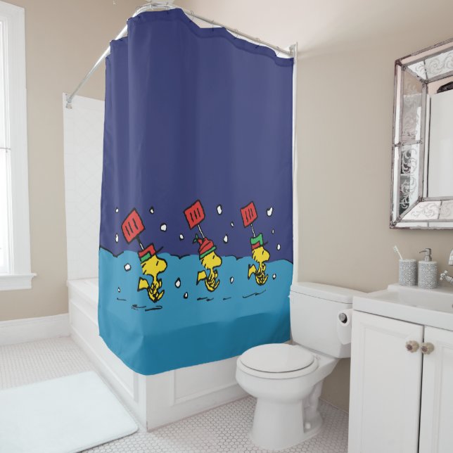 Peanuts | Woodstock Snow Shovel Team Shower Curtain (In Situ)