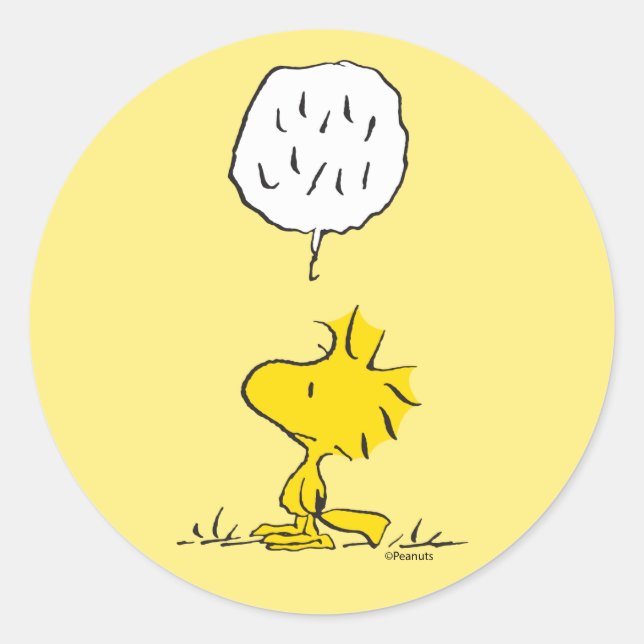 Peanuts | Woodstock Speaks Classic Round Sticker (Front)