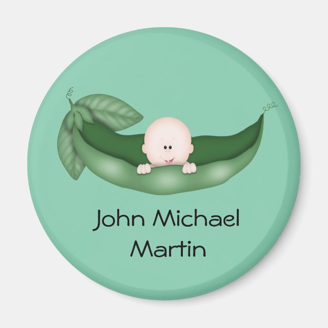 Peapod Baby Shower Favours Magnet (Front)