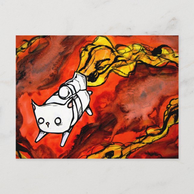 peapod cat with a jet pack postcard (Front)