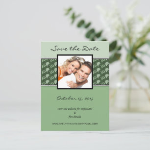 PeaPod Green Paisley Save The Date Your Photos Announcement Postcard