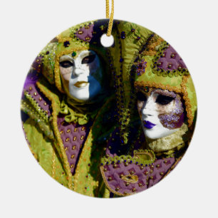 Pear and Antique Fuchsia Carnival Costumes Ceramic Ornament