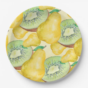 Pear and Kiwi Paper Plate