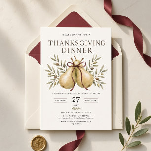 Pear and Olive Thanksgiving Dinner Invitation