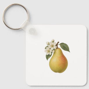 Pear and White Blossoms Key Ring