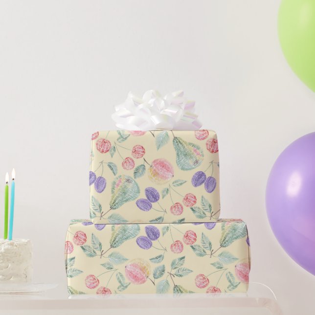 Pear, Apple, cherry, plum, fruit mix , stylish Wrapping Paper (Party Gifts)