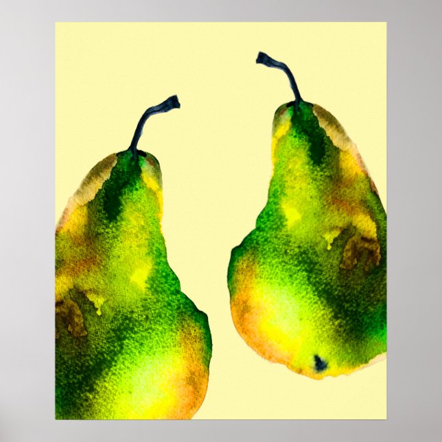 Pear art cute watercolor fruit poster (Front)
