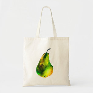 Pear art cute watercolor fruit tote bag