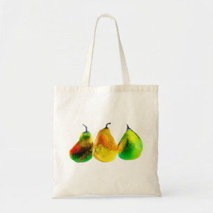 Pear art cute watercolor fruit tote bag