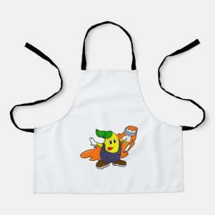 Pear as Painter with Paint brush Apron