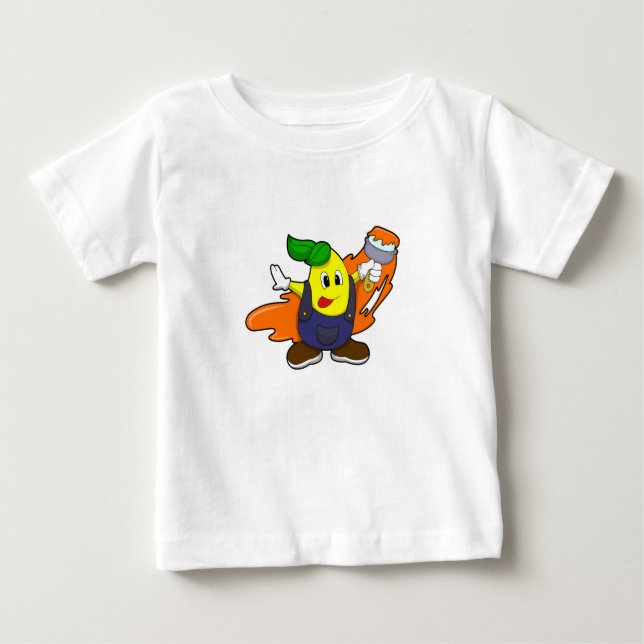 Pear as Painter with Paint brush Baby T-Shirt (Front)