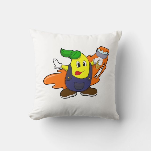 Pear as Painter with Paint brush Cushion (Front)