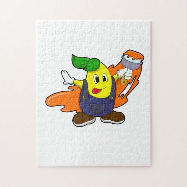 Pear as Painter with Paint brush Jigsaw Puzzle (Vertical)