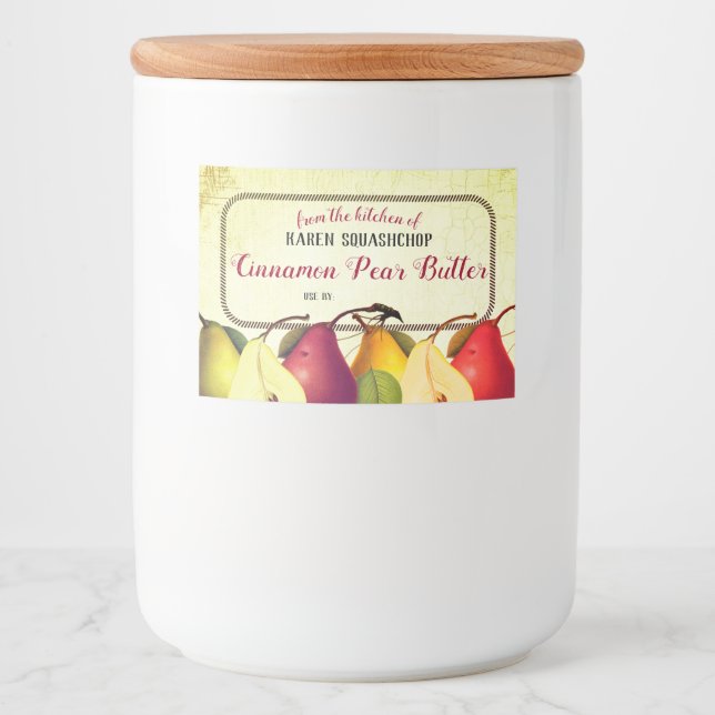 Pear butter jelly fruit sauce canning label (Front)