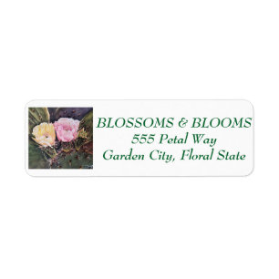 PEAR CACTUS FLOWERS RETURN ADDRESS LABEL