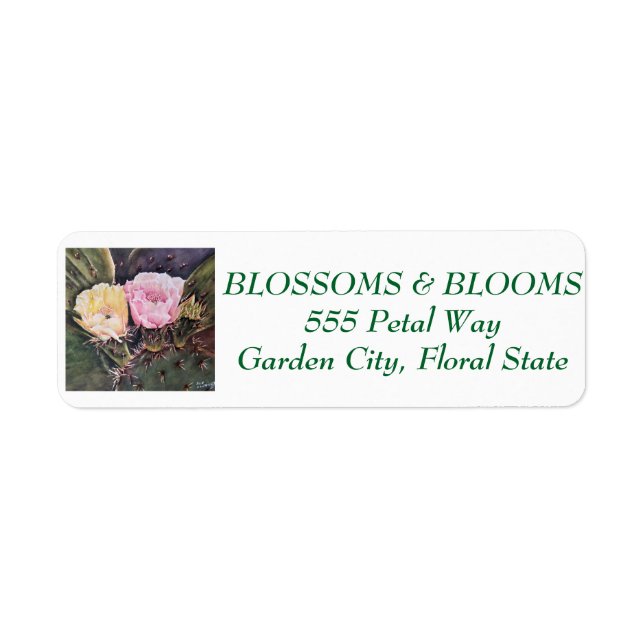 PEAR CACTUS FLOWERS RETURN ADDRESS LABEL (Front)
