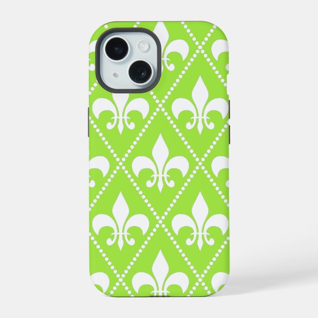 Pear Fleur de Lis iPhone 15 Case (Back)