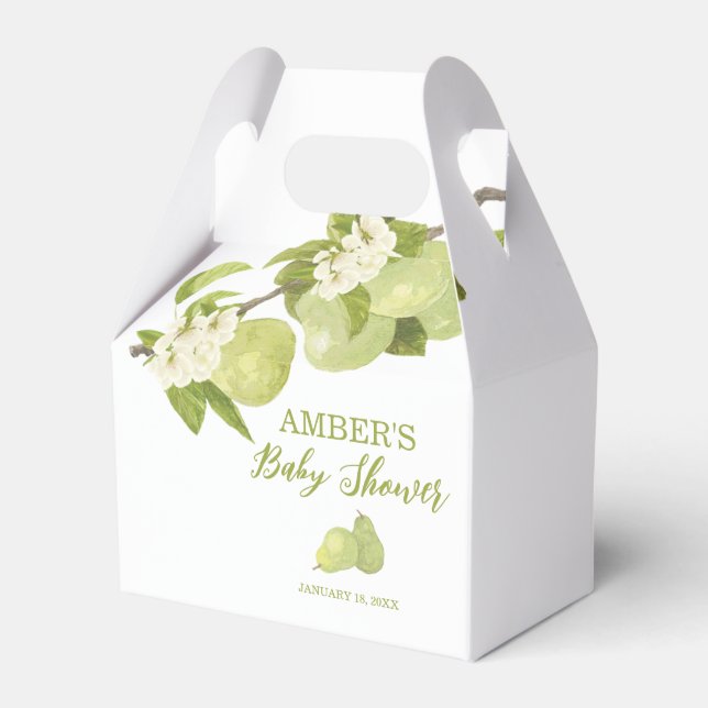 Pear Fruit Baby Shower Favour Box (Front Side)