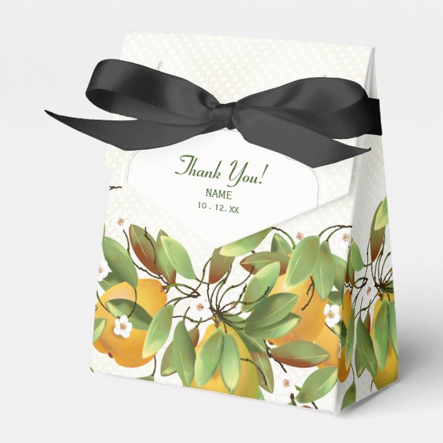 Pear Fruit Flowers Favour Box (Front Side)