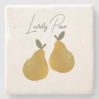 Pear Fruit Illustration  Stone Coaster