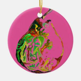 Pear fruit pop art watercolour illustration ceramic ornament