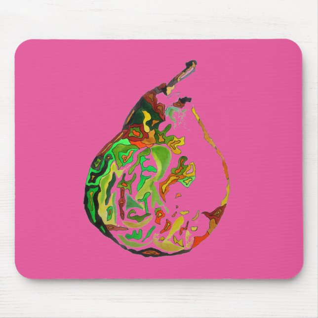Pear fruit pop art watercolour illustration mouse pad (Front)