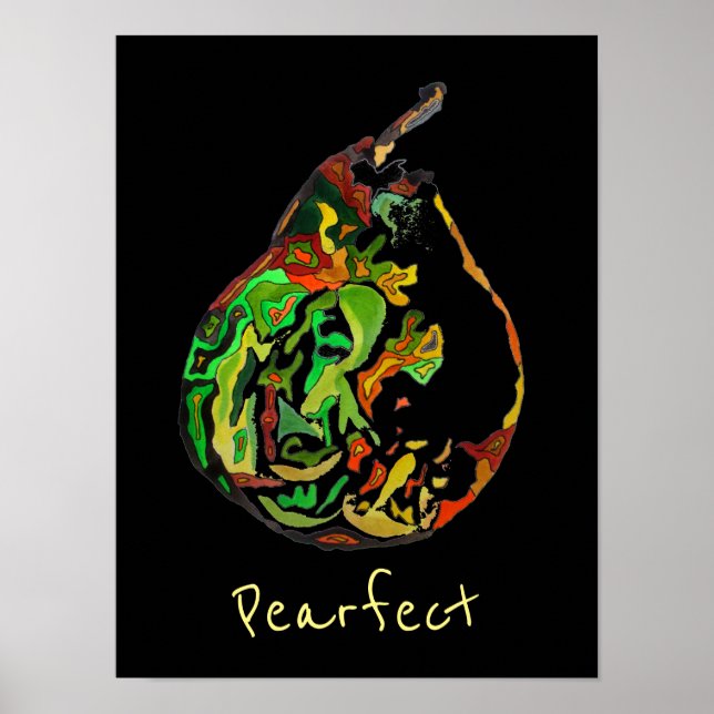 Pear fruit slogan pop art watercolour poster (Front)