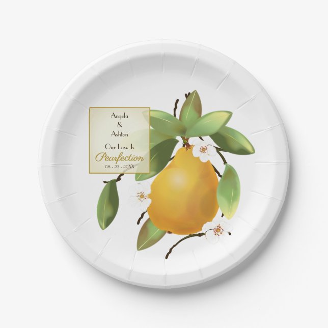 Pear Fruit Wedding  Paper Plate (Front)