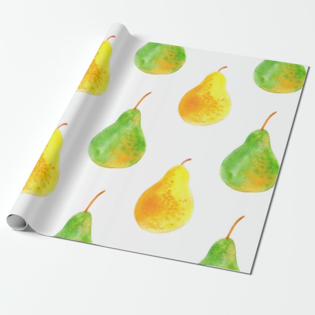 Pear fruits seamless pattern wrapping paper (Unrolled)