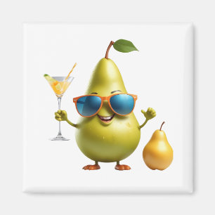 Pear Fun Cheerful Vacation Tropical Drink Party Magnet