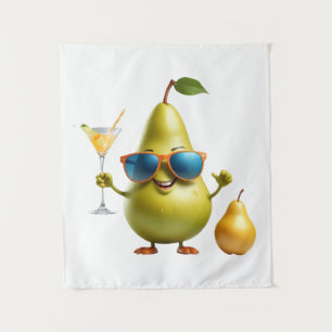Pear Fun Cheerful Vacation Tropical Drink Party Tapestry