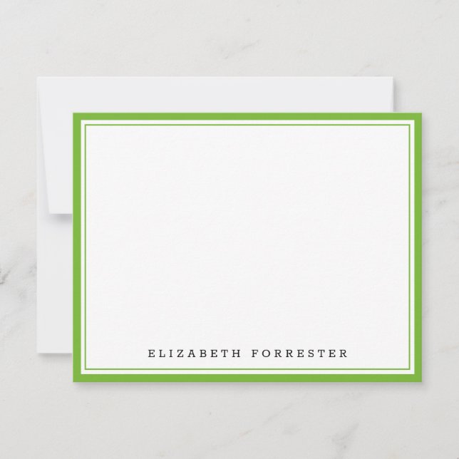 Pear Green Classic Double Border Correspondence Card (Front)