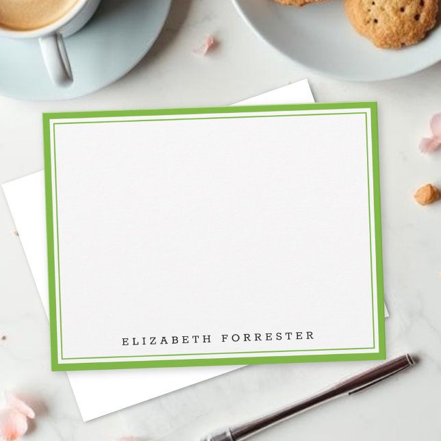 Pear Green Classic Double Border Correspondence Card (Creator Uploaded)
