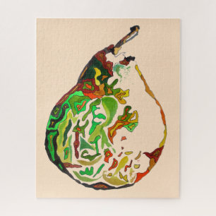 Pear illustration art funky colourful challenging jigsaw puzzle