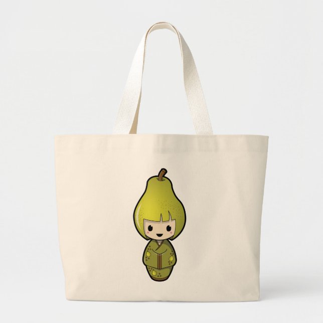 Pear Kokeshi Doll Jumbo Tote (Front)