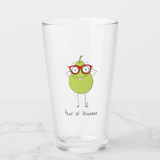 Pear of Glasses Cute & Funny Glass Drinking Cup (Front)