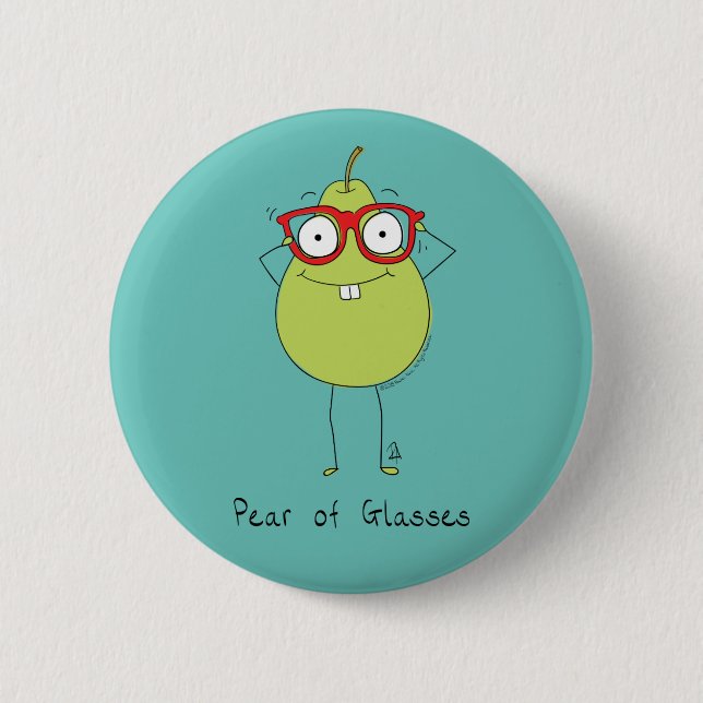 Pear of Glasses Cute & Funny Pin Button (Front)