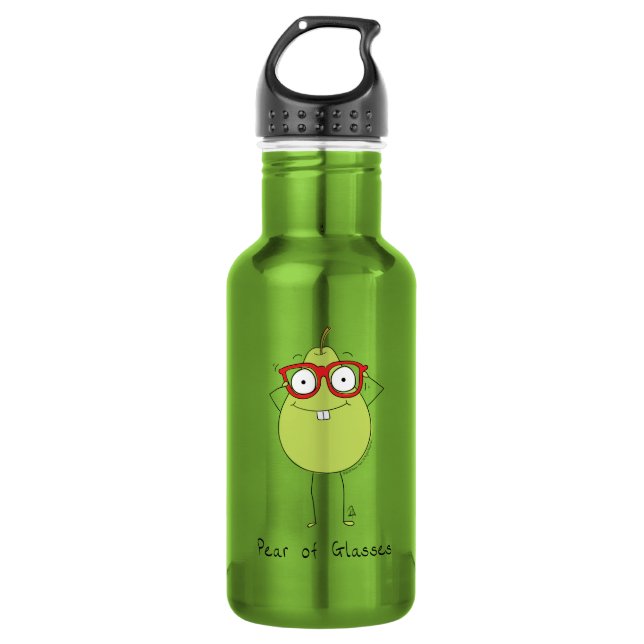 Pear of Glasses Cute & Funny Water Bottle (Front)