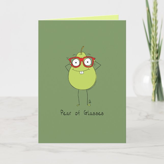 Pear of Glasses Funny & Cute Pear Pun Card (Front)