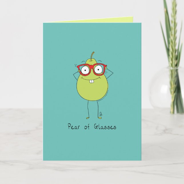 Pear of Glasses Funny & Cute Pear Pun Card (Front)