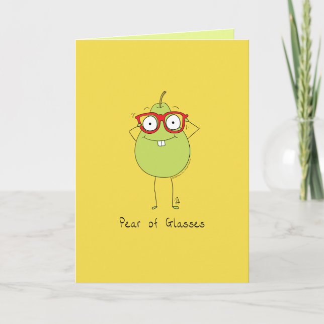 Pear of Glasses Funny & Cute Pear Pun Card (Front)