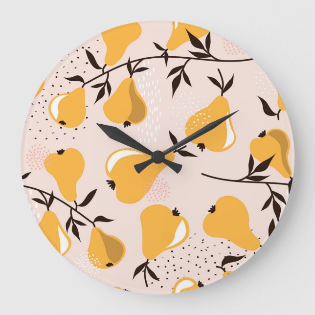 Pear Paradise: Colourful Overlaps Large Clock (Front)