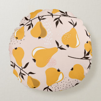 Pear Paradise: Colourful Overlaps Round Cushion