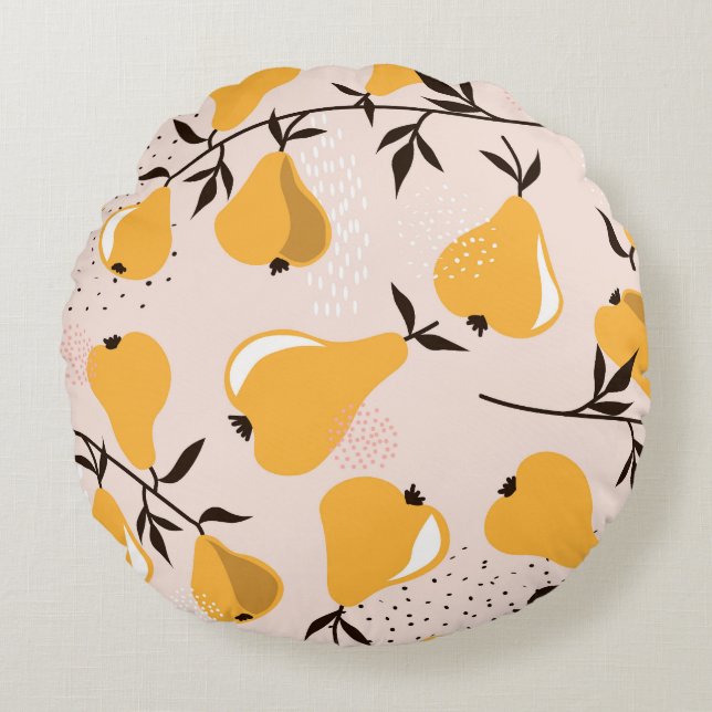 Pear Paradise: Colourful Overlaps Round Cushion (Front)