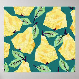 Pear Patterns: Watercolor Seamless Elegance Poster
