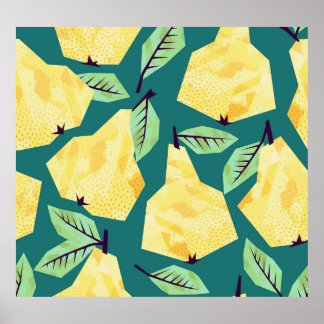 Pear Patterns: Watercolor Seamless Elegance Poster