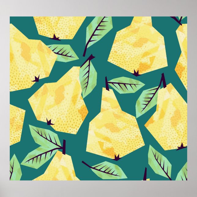 Pear Patterns: Watercolor Seamless Elegance Poster (Front)