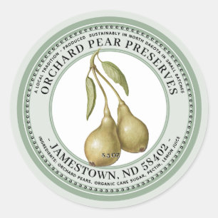Pear Preserves Label Jam Jelly 1930 Green